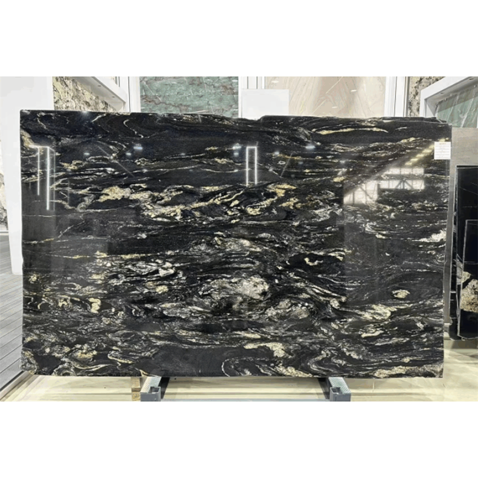 Magma Gold Black Quartzite Slabs factory